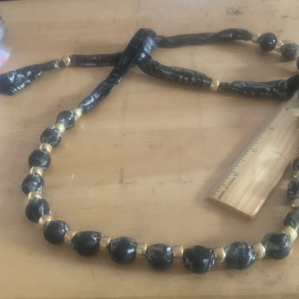 Black and Gold Beaded Necklace